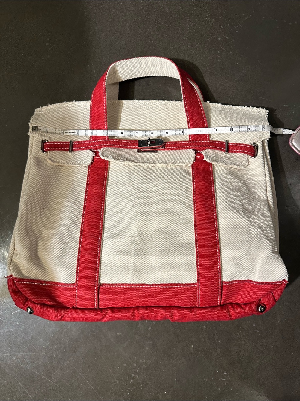 NWT Boatkin Boat Tote - Sunwin Madaket Large Classic Tote Bag - Red & Cream - Picture 7 of 9